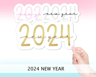 2024 NEW YEAR STICKER || Vinyl, Decal, Laptop, Planner Sticker, Hobonichi, High Quality Laminated, 3 Inches