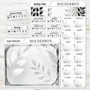 NOVO - HOBONICHI COUSIN Visão Anual || Slate - Cabeçalhos Mensais, Adesivos de Calendário, Ano em Resumo, Kit de Semanas Hobonichi, Adesivos A5