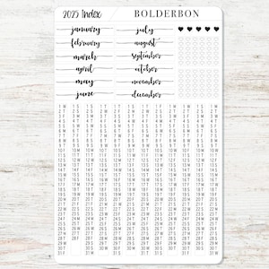 NOVO - Tiras de data anual HOBONICHI COUSIN 2025 - Ardósia || A5 Cousin, Dia Livre, Cabeçalhos Mensais, Adesivos de Calendário, Resumo do Ano