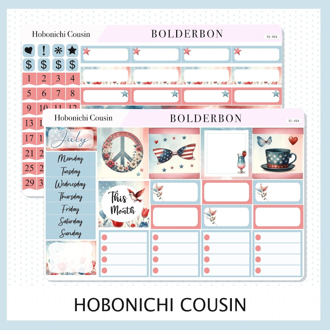 JULY Hobonichi Cousin and A5 Day Free || Monthly Planner Sticker Kit - Etsy