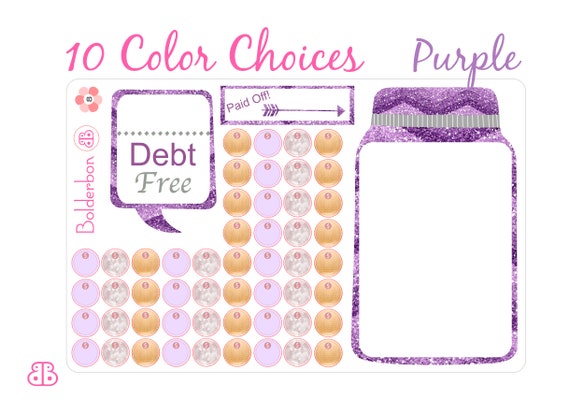Debt Free Planner Stickers Mason Jar Tracker Saving Paid | Etsy