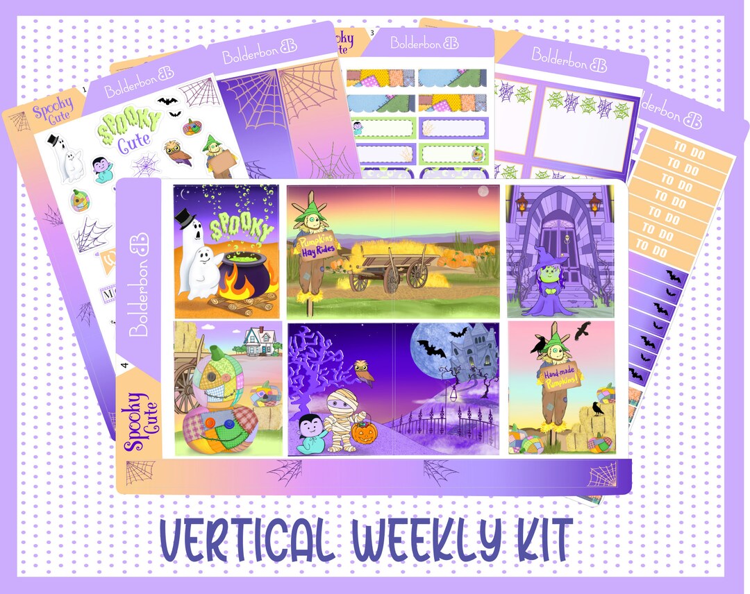 SPOOKY CUTE Halloween Planner Sticker Kit || Vertical, Weekly - Etsy