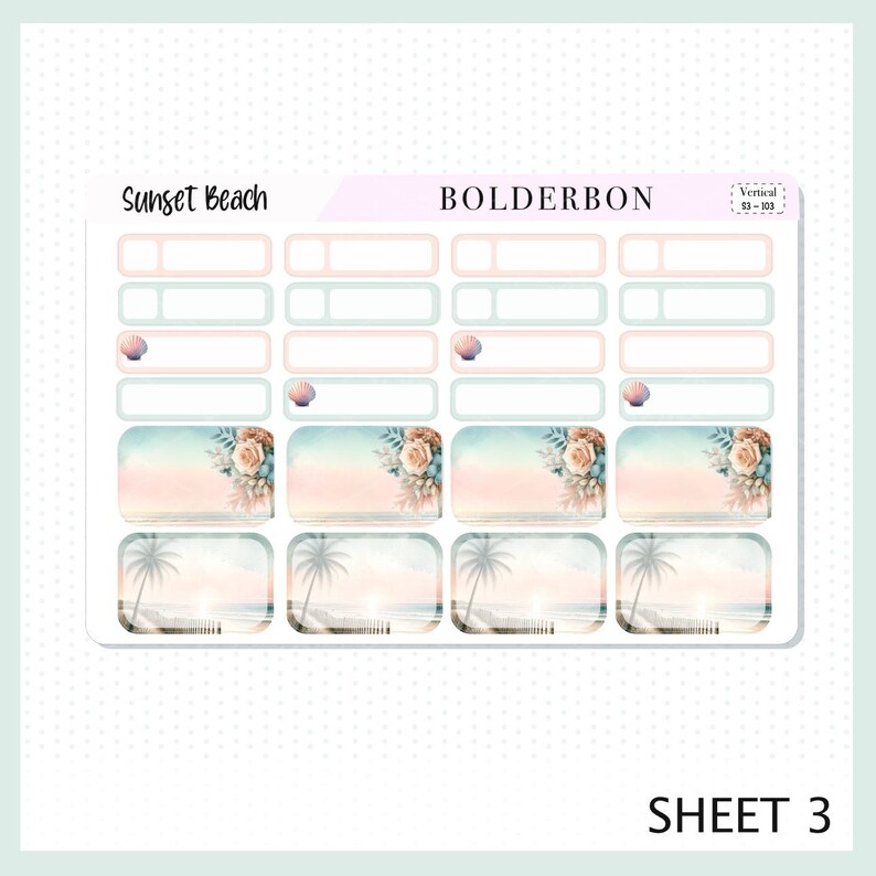 SUNSET BEACH || 7x9 Vertical Planner Sticker Kit - Etsy