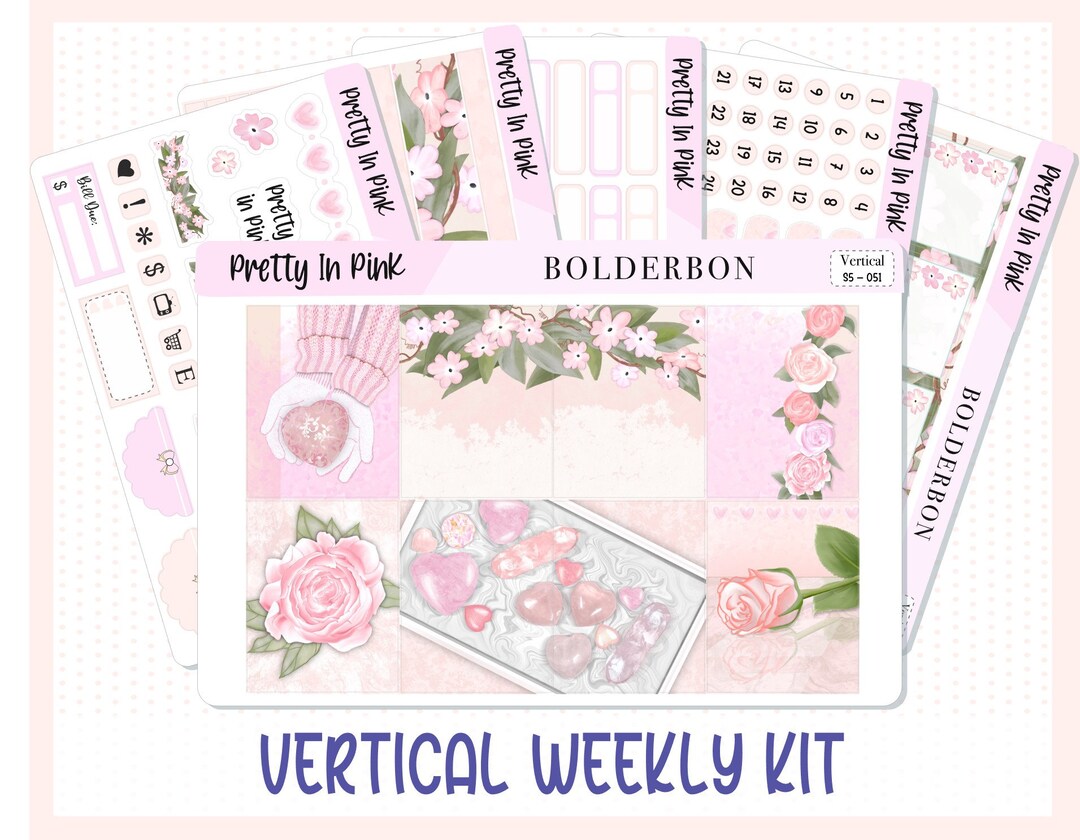 PRETTY IN PINK || Standard Vertical Weekly Planner Sticker Kit for Erin ...