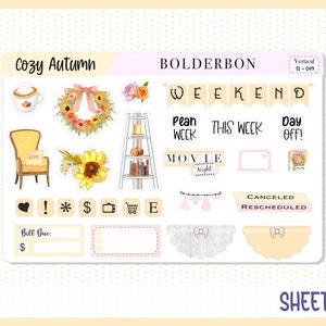 COZY AUTUMN || Vertical Weekly Planner Sticker Kit for Erin Condren ...