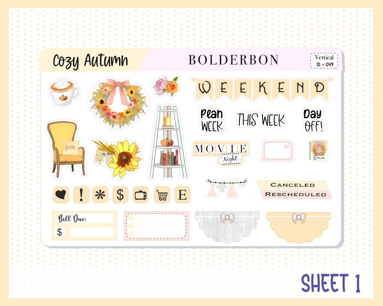 COZY AUTUMN || Vertical Weekly Planner Sticker Kit for Erin Condren ...