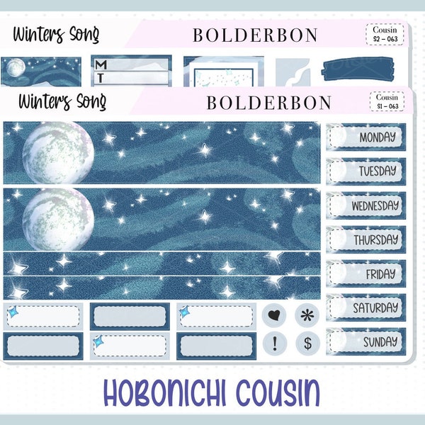 WINTERS SONG Hobonichi Cousin || Weekly Planner Sticker Kit Hand Drawn, Winter