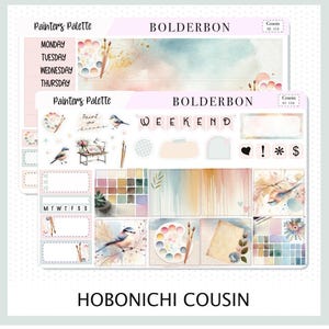 PALETA MALARSKA Hobonichi Cousin || Zestaw naklejek do planera A5, naklejki do planera tygodniowego z pastelowymi akwarelami