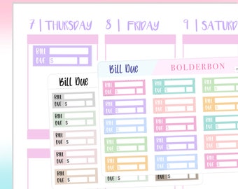 BILL DUE || Planner Stickers, Bills, Piggybank, Money, Budget, Finance, Functional