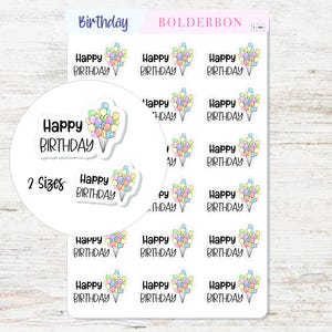 HAPPY BIRTHDAY BALLOON Planner Stickers || Birthday Balloons, Cute, Celebrate, Labels, Appointment, Functional