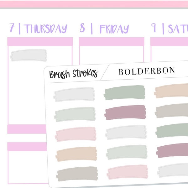 BRUSH STROKES Neutral || Planner Sticker Labels, Paint Brush swatches, Minimal, Functional