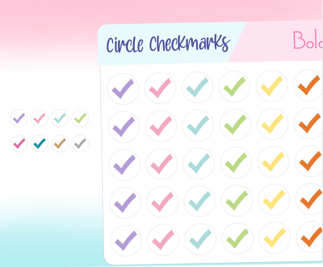 MINI CHECKMARK CIRCLES Planner Stickers, Colorful, Pastel, Functional ...