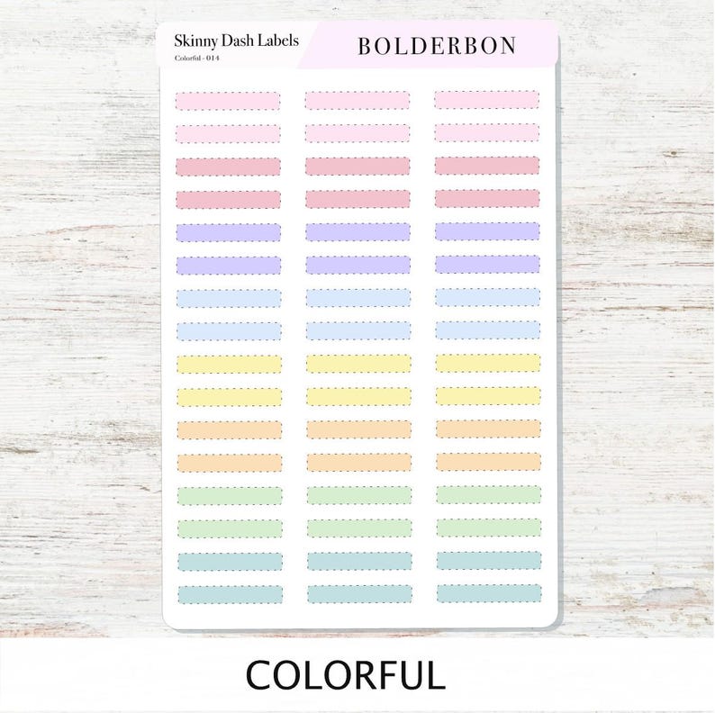 SKINNY DASH Labels || 3 Color Palettes, Planner Stickers, Minimal ...