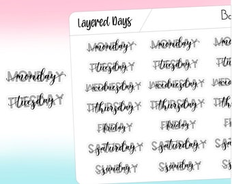Days Of The Week LAYERED NEUTRAL|| Script, Printed, Header,  Vinyl, Monthly, Planner, Handlettering, Calendar, Cursive