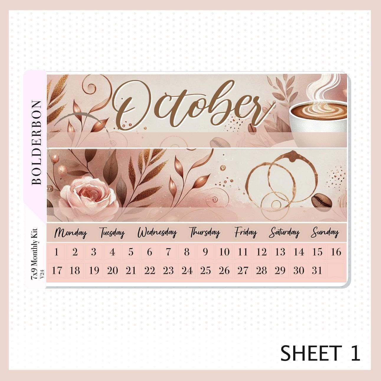 October 7x9 Monthly • Planner Stickers • Erin Condren Sticker Kit - Etsy