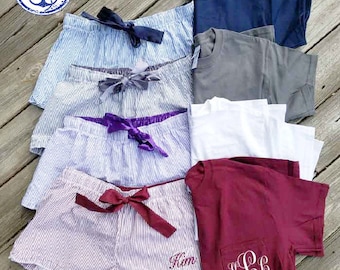 Pocket Tee and sleep shorts set, monogrammed pajama set , Monogrammed Pocket Tee and Boxer Set, Monogrammed bridesmaids gifts