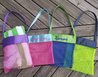 Personalized or Monogrammed Kids Hot Pink Beach/Shell Tote