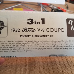 Vtg 3 in 1 1932 Ford V-8 Coup Model Car Instruction Sheet AMT Co.