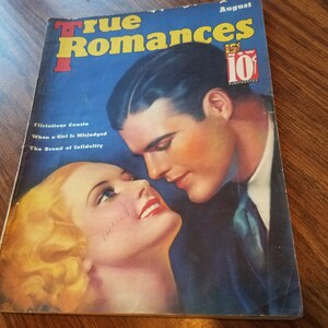 True Romances Magazine August 1935 A. Mozert Cover Movie Stars