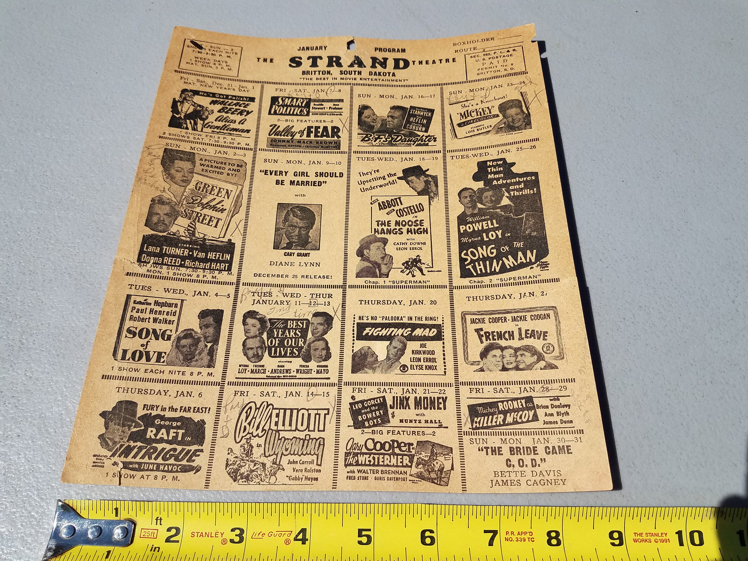 Art & Collectibles 1940's Britton South Dakota Theatre Lobby Card