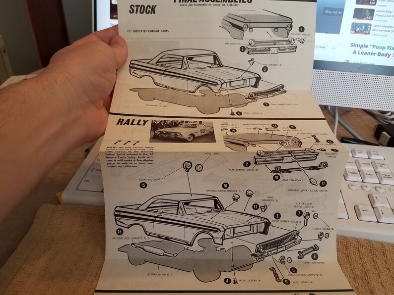 Vintage 1964 Ford Falcon Sprint Hardtop Model Car Instruction Sheet AMT