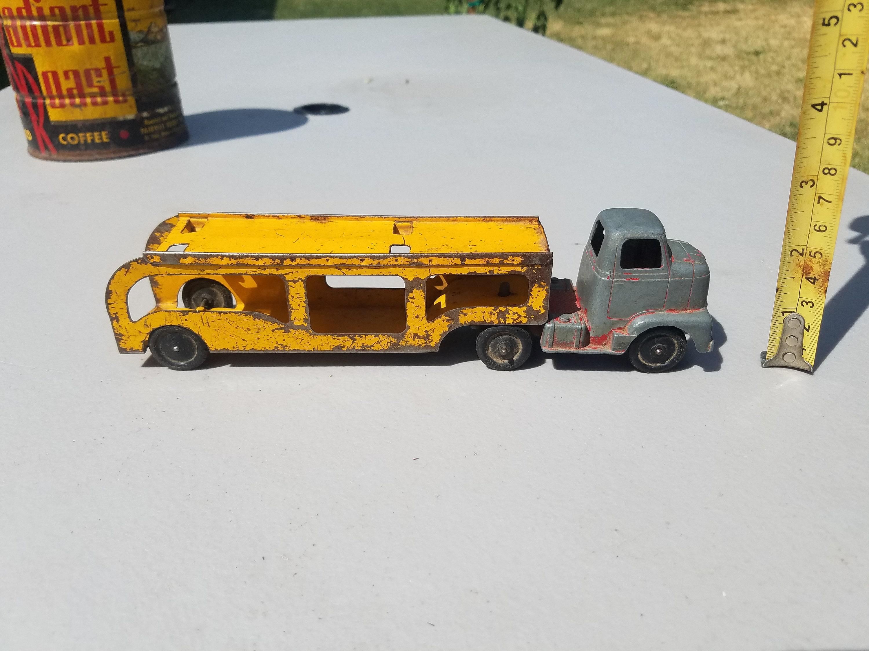 Vintage Diecast Tootsie Toy Semi Truck & Car Transport Trailer Etsy
