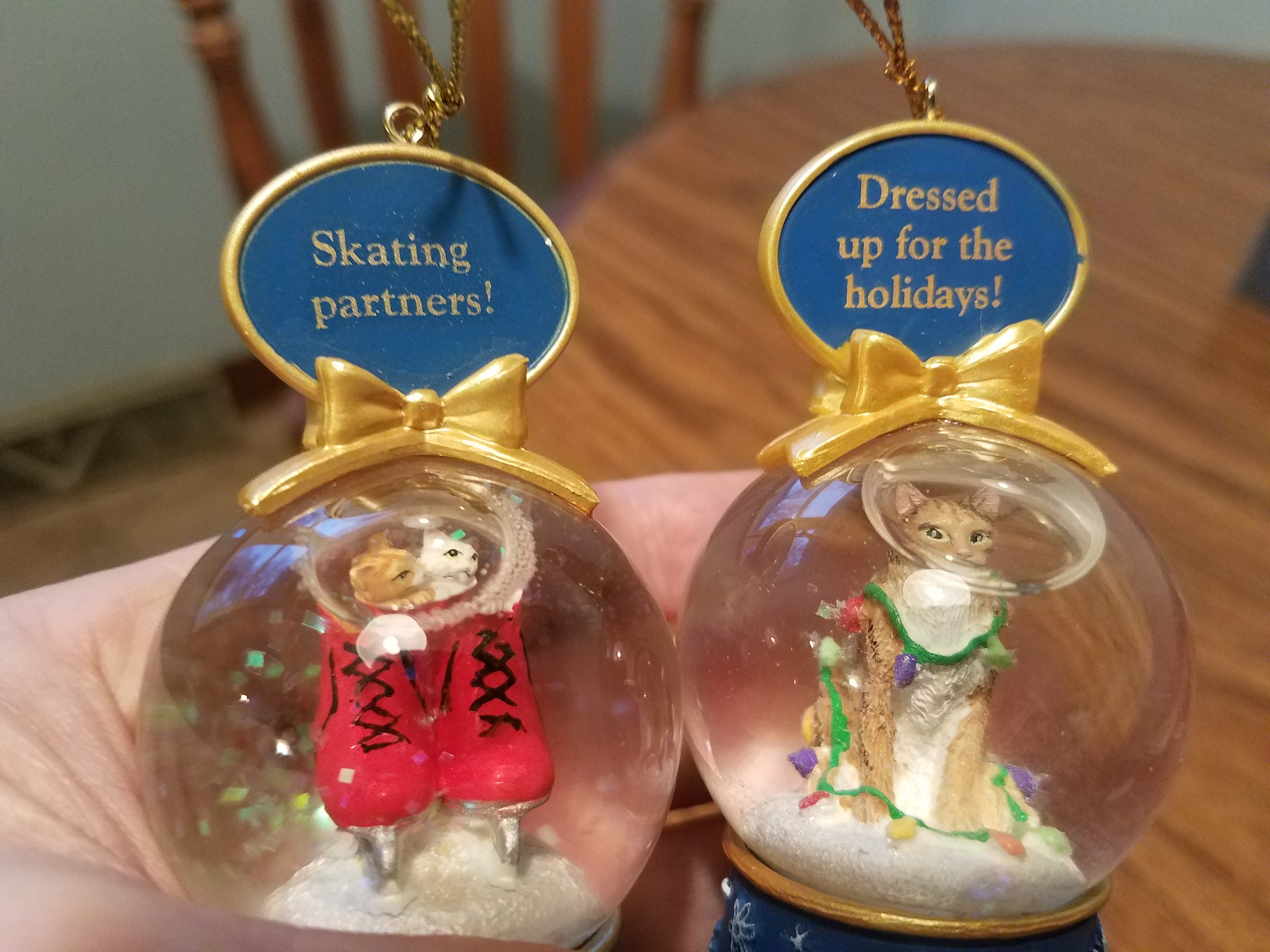 Lot Of 2 Cat Danbury Mint Snow Globes Christmas Ornaments Etsy