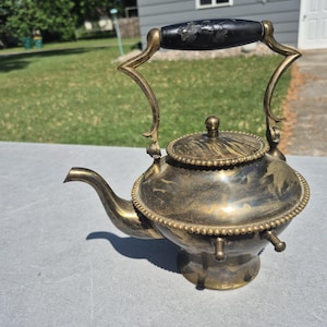 Antique 1800s S. Sternau & Co. Brass Tea Pot Kettle Art Deco