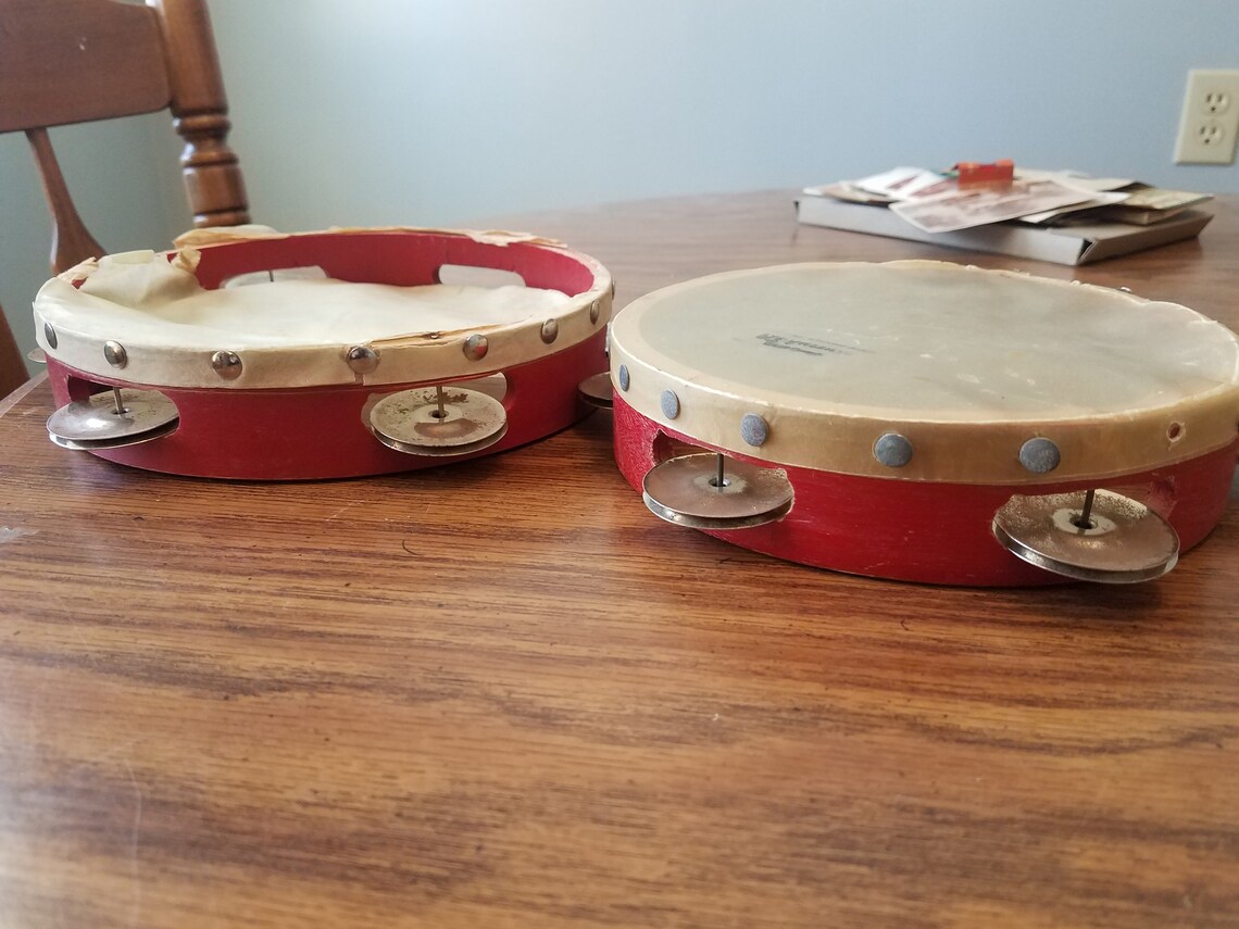 Lot Of 2 Old Vintage Wood Tambourines Pan American & Conn 5 Etsy