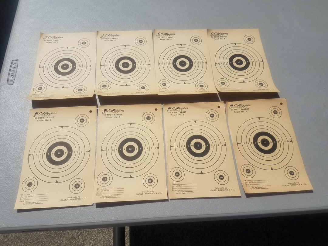 C. 1940's Lot of 8 J.C. Higgins 50 Foot Rifle Target Sheets 6 Sold Only ...