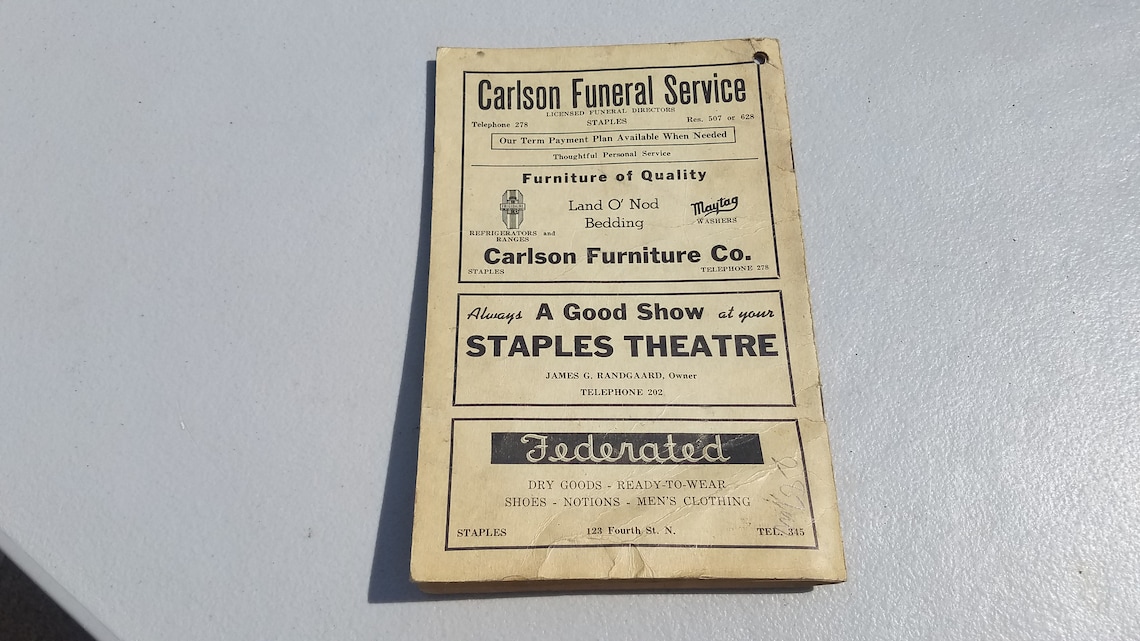 1947 Staples Minnesota Northwestern Bell Telephone Directory Etsy