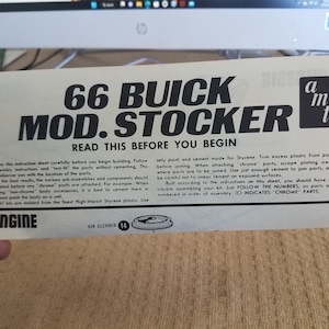 Vtg 1966 Buick Modified Stocker Model Car Instruction Sheet AMT Co.