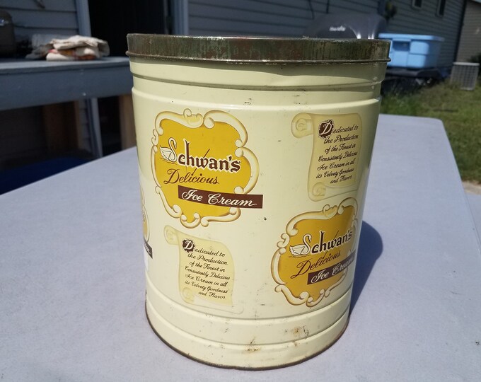 Vintage Schwan's Ice Cream 2 1/2 2.5 Gallon Cannister Tin Metal 10 1/2