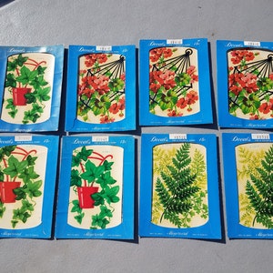 Lot Of 8 NOS Meyercord Decals Labels Stickers Fern Plants Flowers Kitchen Deco