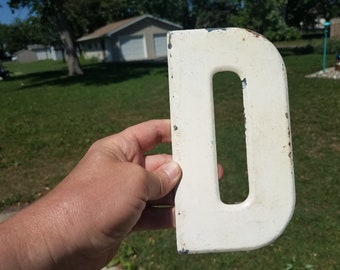 Vintage c. 1950's Gas Station Industrial Marquee Advertising Sign 7 1/2" Metal Letter D