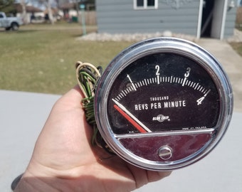 Vintage 3.75" Blue Chip Tachometer Gauge 4000 RPM NOS ? Marked B95 Hot Rod Rat Rod Accessory