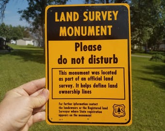 NOS Original Land Survey Monument Metal Sign National Forest Service 54-9