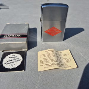 barlow cigarette lighters Vintage Lighter Advertising Zimmer - Baxter B-17 Tallboy Japan Barlow Lighter | eBay