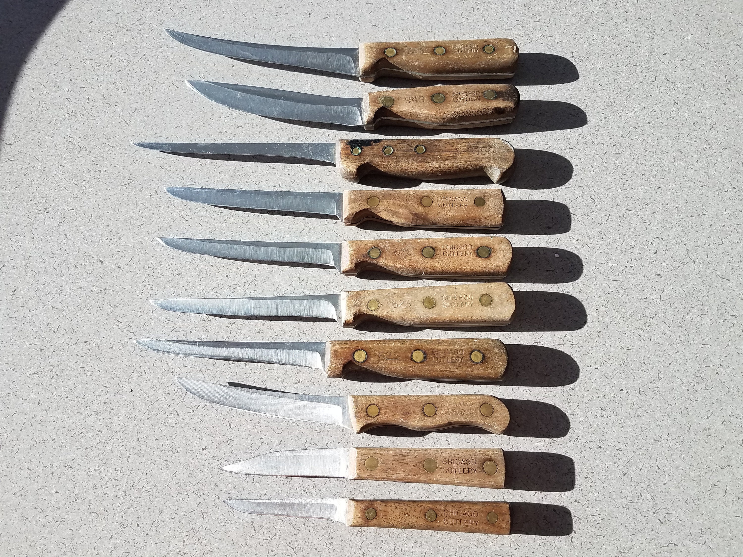 Lof of 10 Vintage Wood Handled Chicago Cutlery Knife Lot Kitchen Knives 
