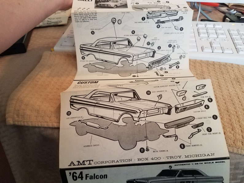 Vintage 1964 Ford Falcon Sprint Hardtop Model Car Instruction Sheet AMT