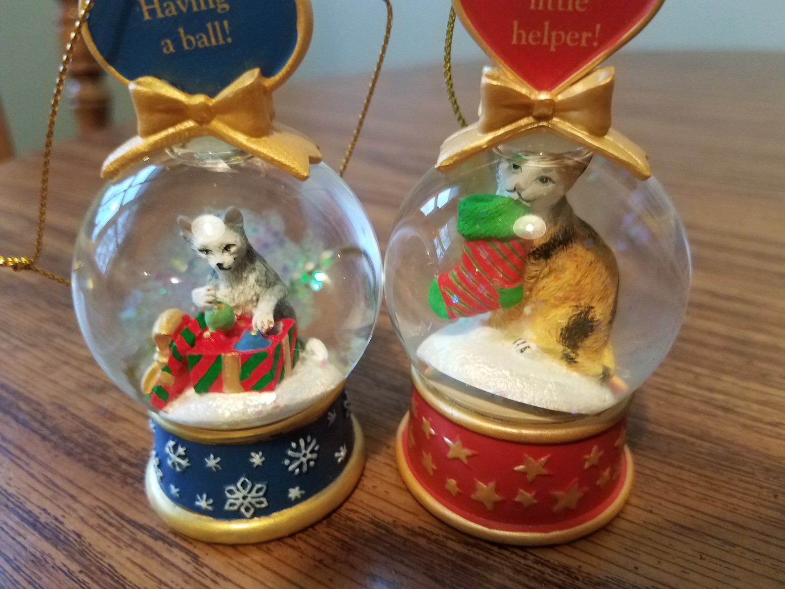 Lot Of 2 Cat Danbury Mint Snow Globes Christmas Ornaments Etsy