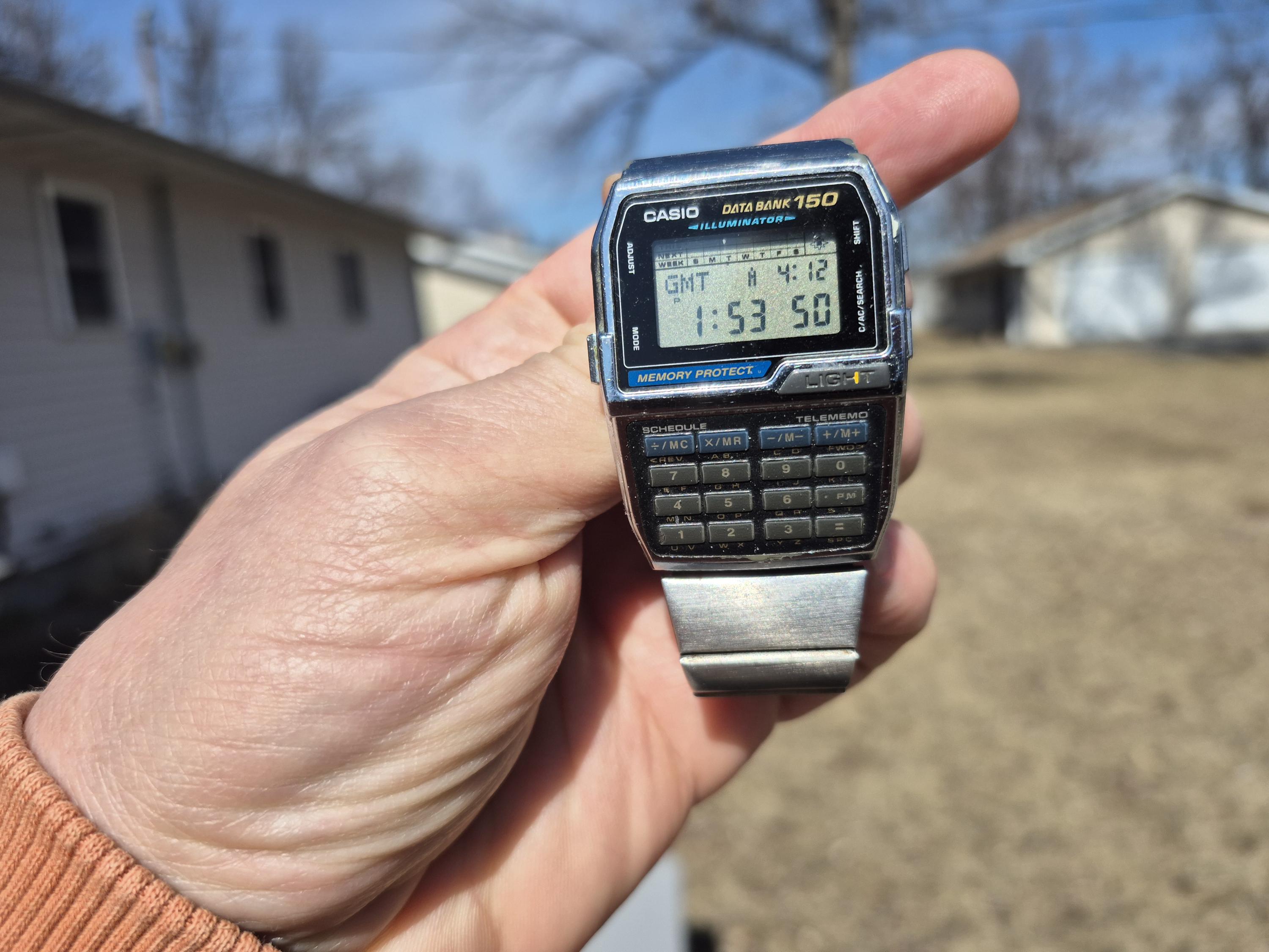 CASIO DATA BANK 150 ILLUMINATOR 腕時計 Men's Vintage Digital Calculator-watch Casio Illuminator