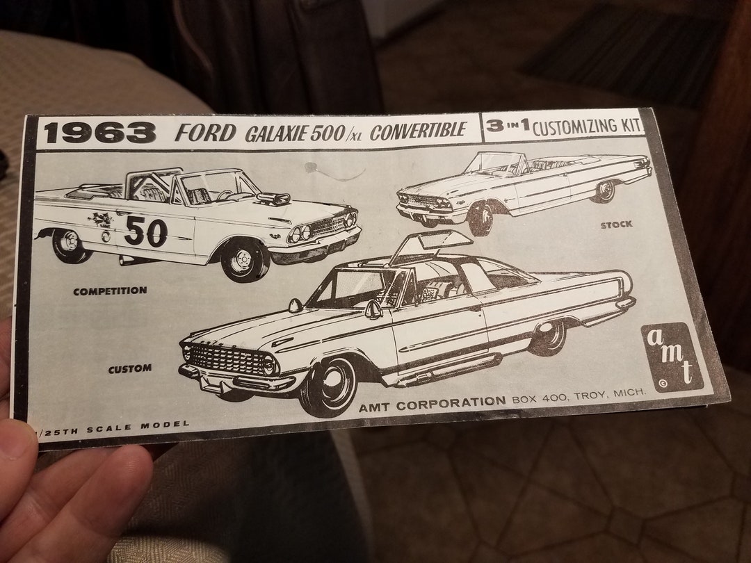 Vintage 1963 Ford Galaxie 500 XL Convertible Model Car Instruction