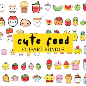 Clipart de alimentos, Kawaii Food, Cute Food, Cute Food Vector, Cute Graphics, Digital Clipart, Kawaii Clipart, Clipart, Digital Download