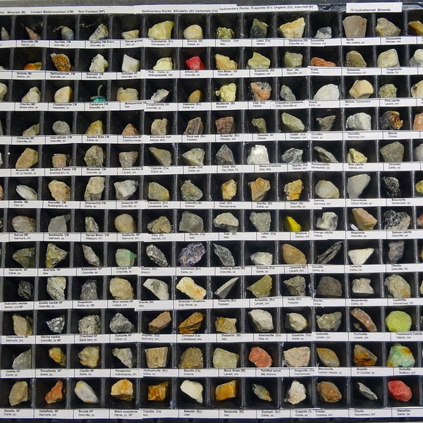 288 pcs Classroom Rocks & Minerals Collection  Sedimentary, Igneous, Metamorphic,