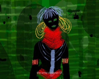 African Woman, Black Girl Magic, Original Art, African American Artist,