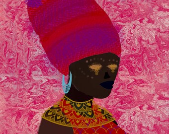 Adjua, Ghana Woman Art Print, Black Girl Magic