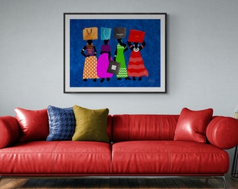 The 'Bagged Ladies', African Art, African Women, Black Women, Original Art