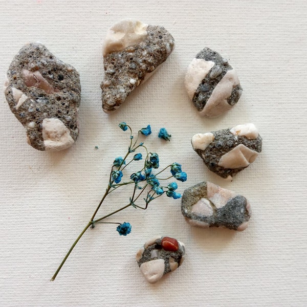 6 Grey Terrazzo Stones for Pebble Art Supplies Creative Projects  Decor Sea Stones for Aquarium Terrarium Background from Oporto Portugal