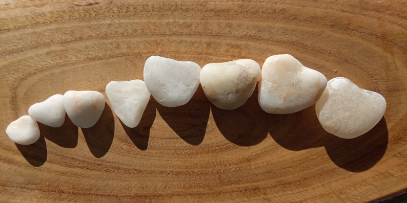 8 Hearts Sea Stone Rare Beach Find Gift from Oporto Portugal Heart Shaped Sea Pebbles White Grey Smoky Colors Quartz